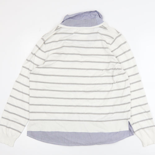 Bonmarché Women’s White Striped Layered V-Neck Top Size 14