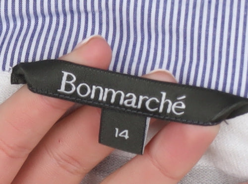 Bonmarché Women’s White Striped Layered V-Neck Top Size 14