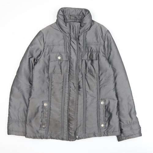 Maine New England Women’s Grey Puffer Jacket Size 10 Regular Zip