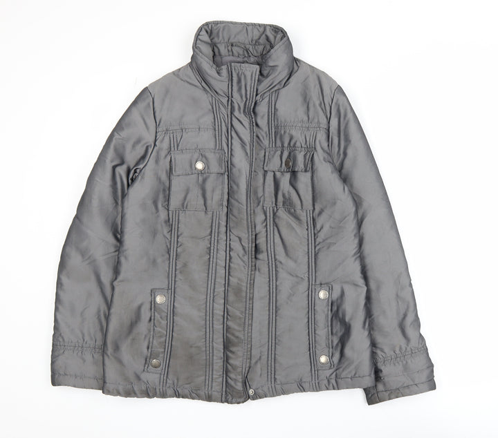 Maine New England Women’s Grey Puffer Jacket Size 10 Regular Zip