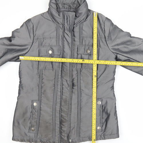 Maine New England Women’s Grey Puffer Jacket Size 10 Regular Zip