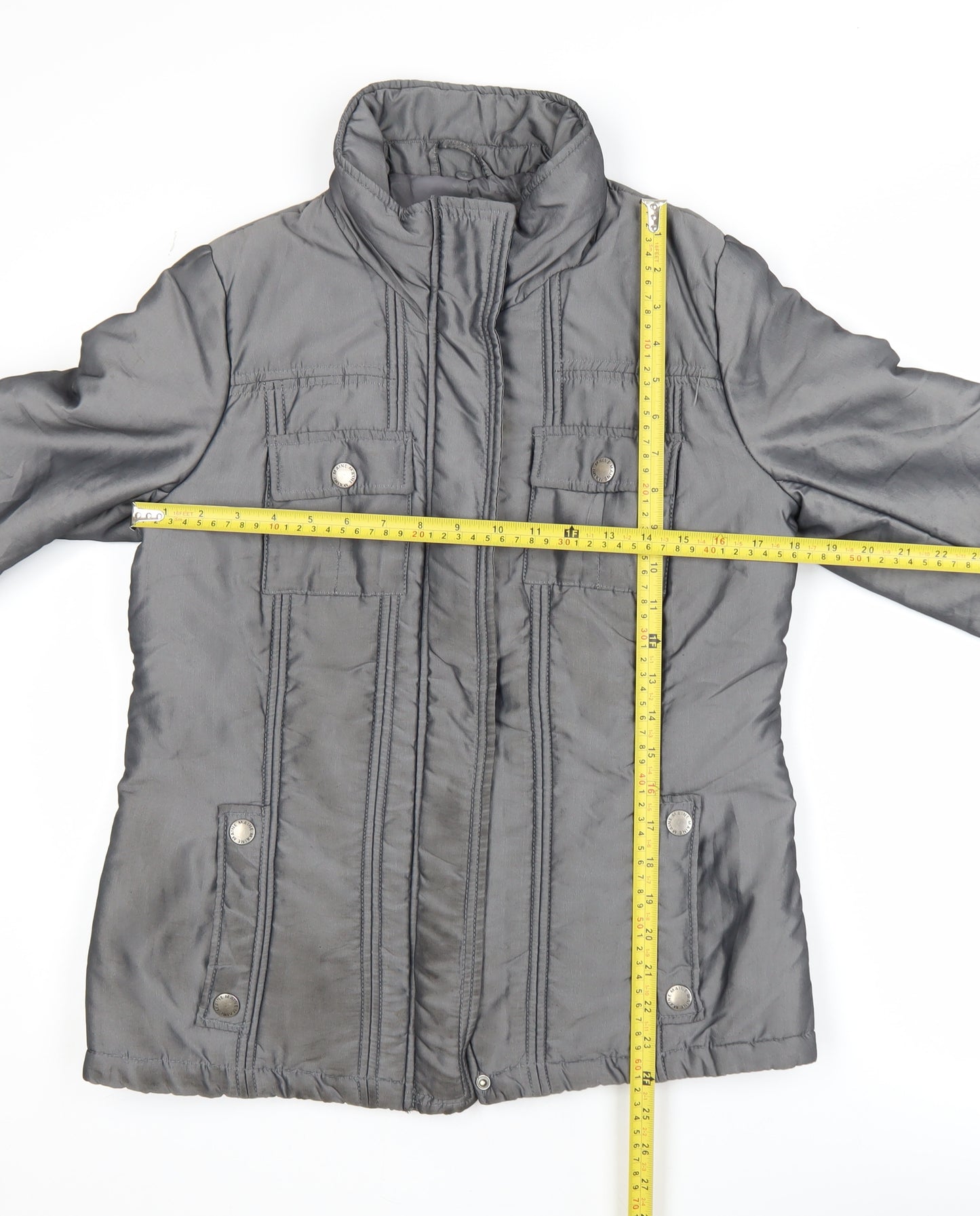 Maine New England Women’s Grey Puffer Jacket Size 10 Regular Zip