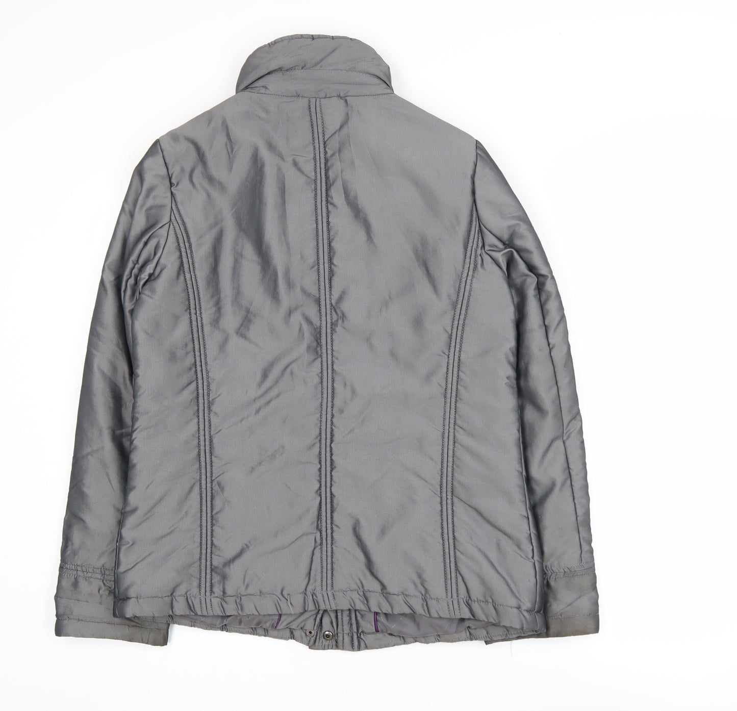 Maine New England Women’s Grey Puffer Jacket Size 10 Regular Zip