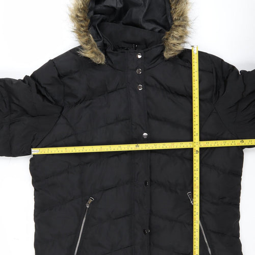 PrettyLittleThing Women’s Black Plus Size 18 Faux Fur Hooded Puffer Jacket