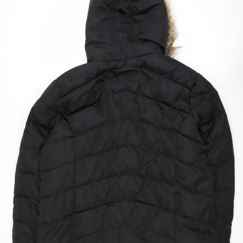 PrettyLittleThing Women’s Black Plus Size 18 Faux Fur Hooded Puffer Jacket