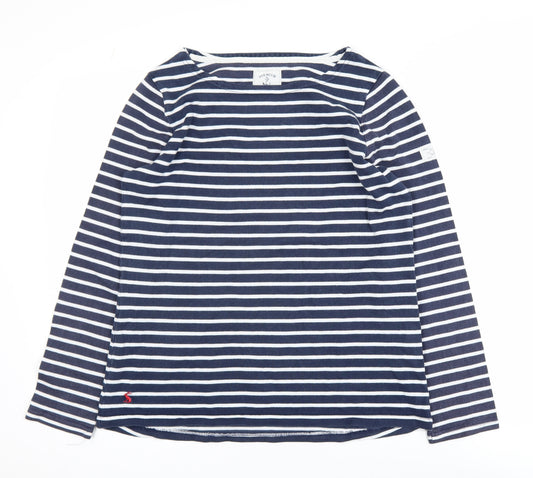 Joules Womens Blue Striped Long Sleeve Cotton Nautical T-Shirt UK 12