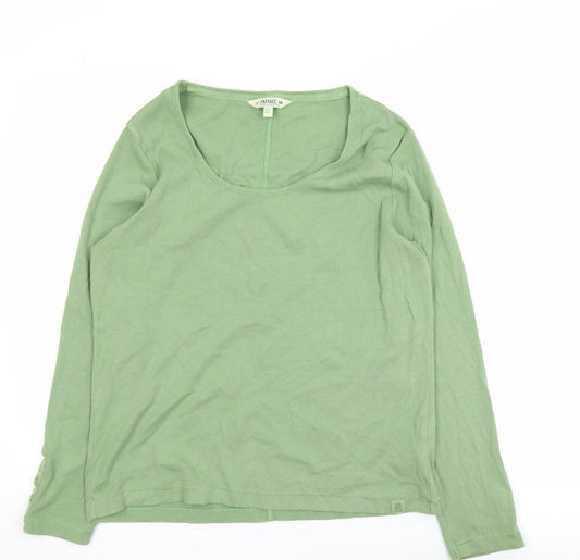 FatFace Women’s Green Long Sleeve Scoop Neck Cotton Top Size 16