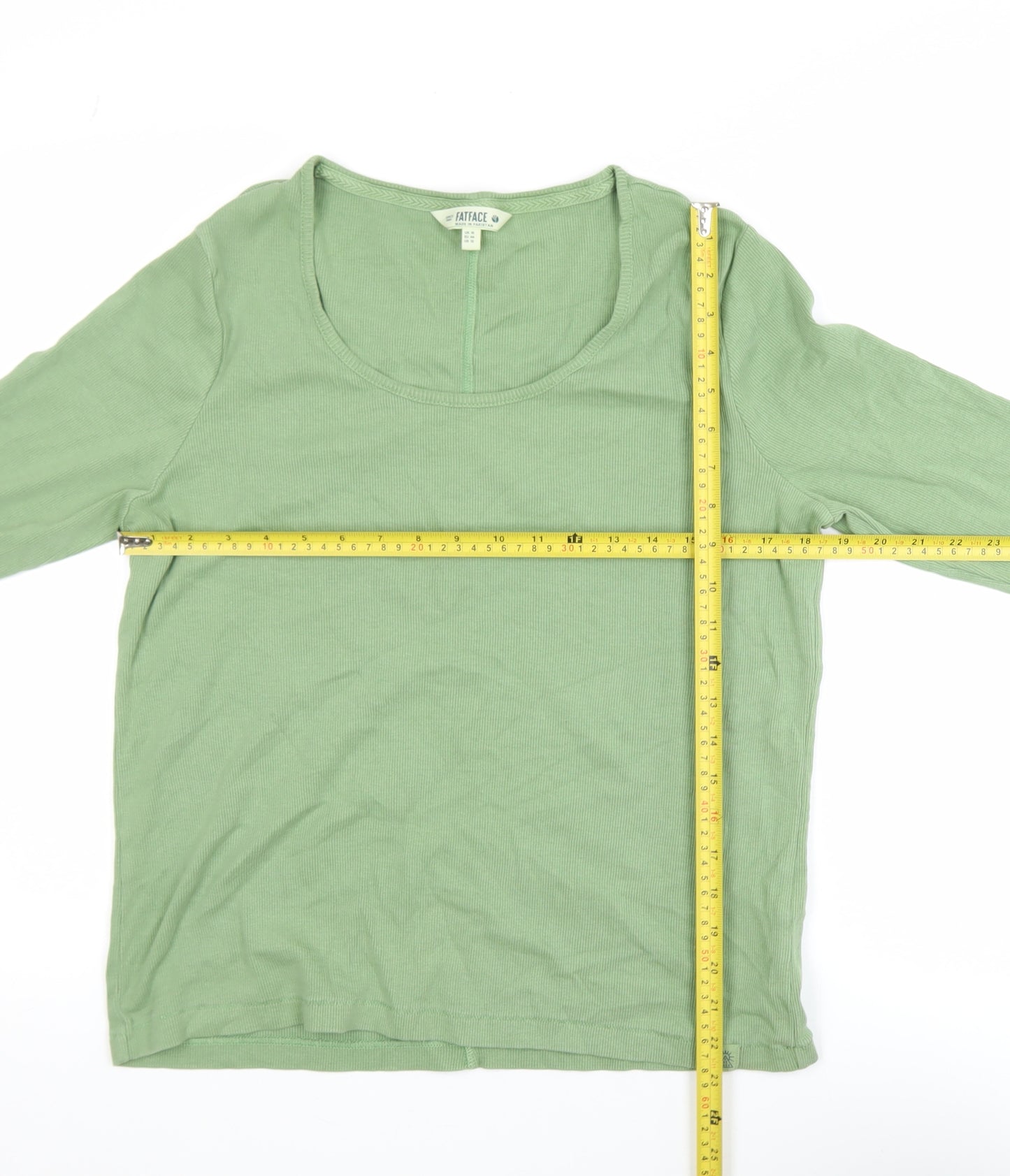 FatFace Women’s Green Long Sleeve Scoop Neck Cotton Top Size 16