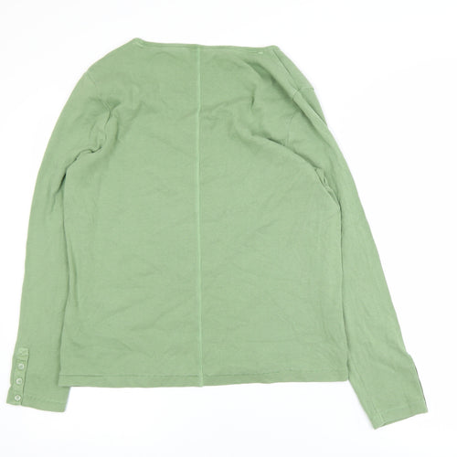 FatFace Women’s Green Long Sleeve Scoop Neck Cotton Top Size 16