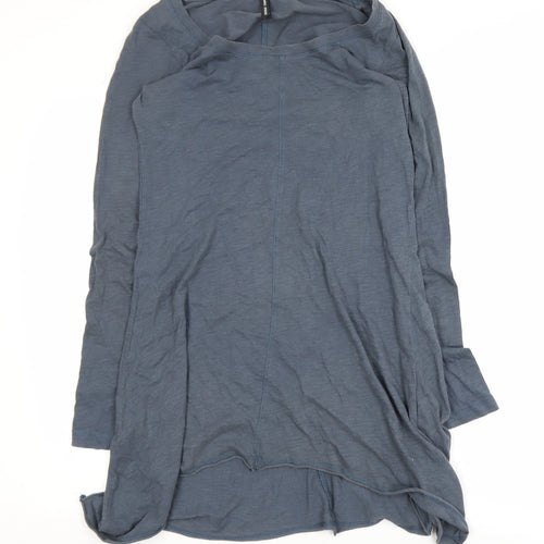 Marks and Spencer Women's Blue Long Sleeve Cotton T-Shirt UK 10