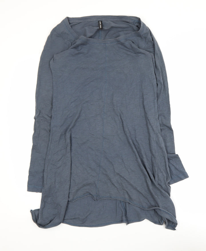 Marks and Spencer Women's Blue Long Sleeve Cotton T-Shirt UK 10