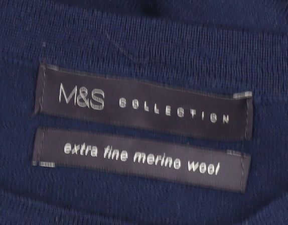 Marks and Spencer Women Blue Merino Wool Jumper Size 6