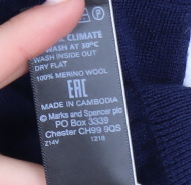 Marks and Spencer Women Blue Merino Wool Jumper Size 6