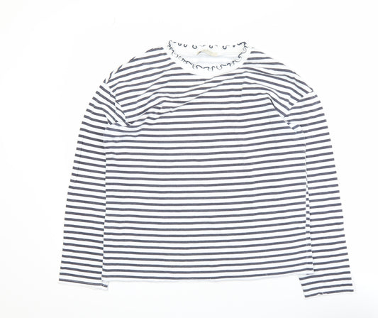 Zara Trafaluc Women’s Black White Striped Long Sleeve Cotton Top S