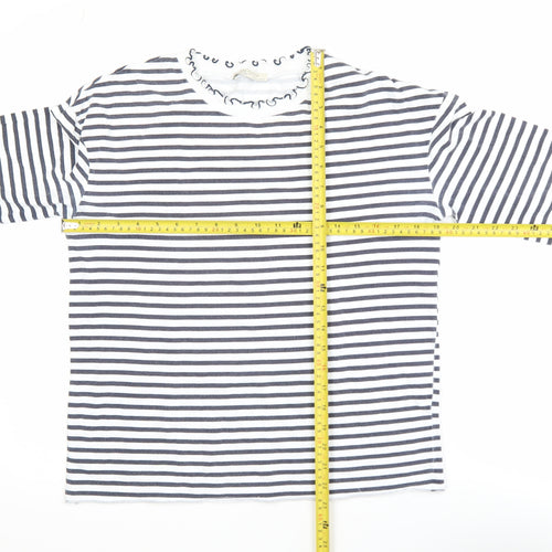 Zara Trafaluc Women’s Black White Striped Long Sleeve Cotton Top S