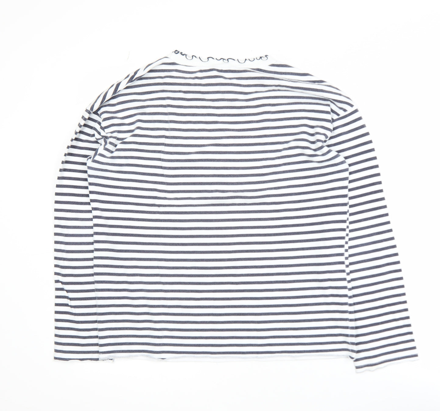 Zara Trafaluc Women’s Black White Striped Long Sleeve Cotton Top S