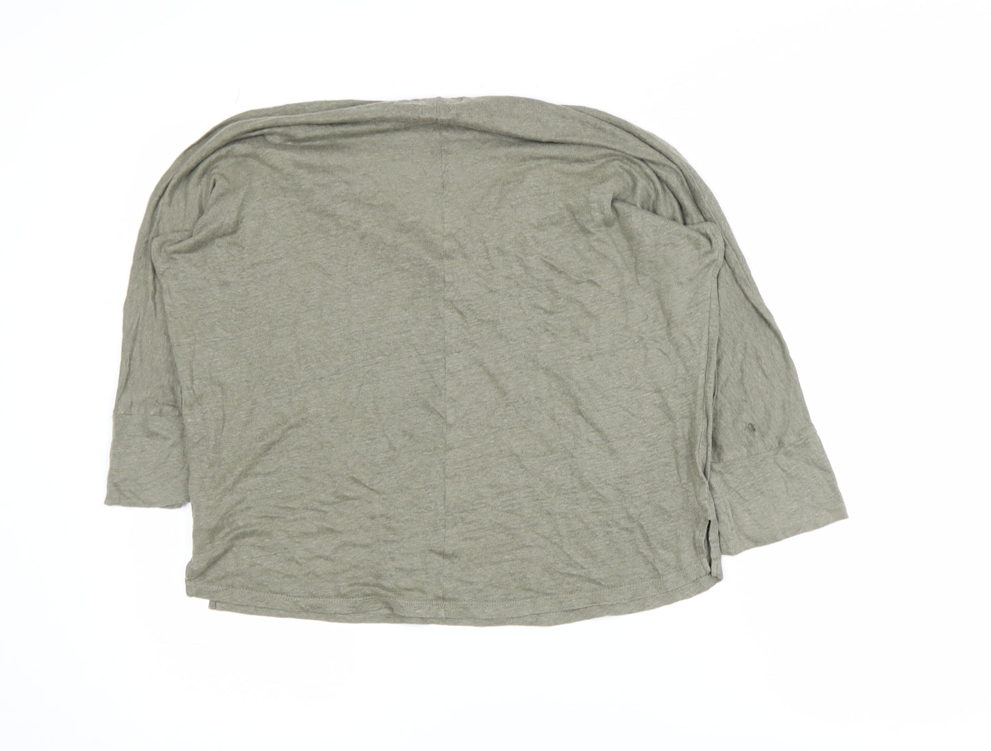 Notshy Women’s Green Linen Henley Tunic Top Size S 3/4 Sleeve Casual