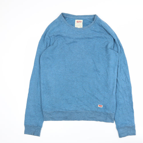 Levi's Men's Blue Cotton Blend Crew Neck Pullover Jumper Size S