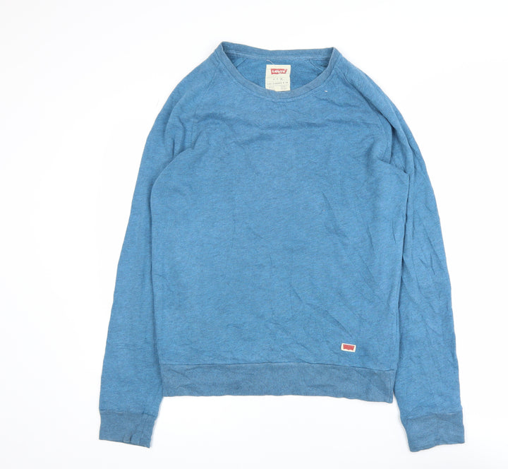 Levi's Men's Blue Cotton Blend Crew Neck Pullover Jumper Size S