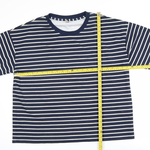 Soyaconcept Women’s Blue Striped Long Sleeve Crew Neck Pullover Jumper XXL