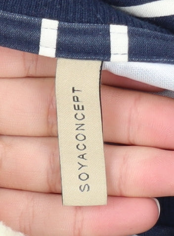 Soyaconcept Women’s Blue Striped Long Sleeve Crew Neck Pullover Jumper XXL