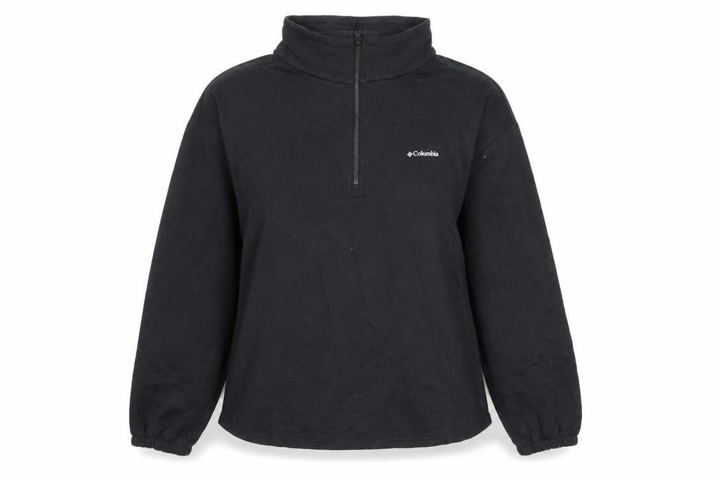 Front view of Columbia women’s black l 1/2 zip pullover sweatshirt