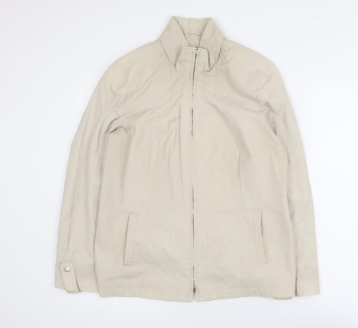 Bm Women’s Beige Size 12 Lightweight Cotton Blend Zip Jacket
