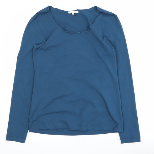 Sandwich Women Blue Long Sleeve Jersey Cotton Stretch Top L
