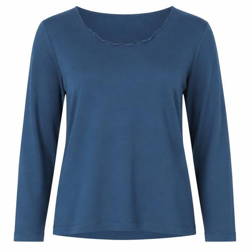 Sandwich Women Blue Long Sleeve Jersey Cotton Stretch Top L