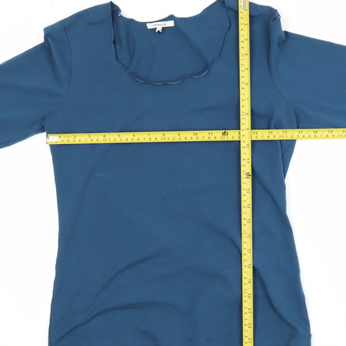 Sandwich Women Blue Long Sleeve Jersey Cotton Stretch Top L