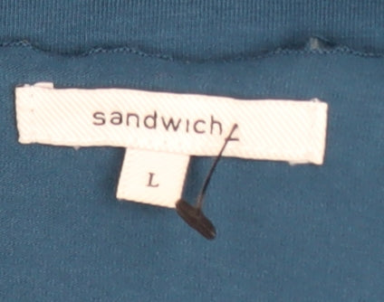 Sandwich Women Blue Long Sleeve Jersey Cotton Stretch Top L