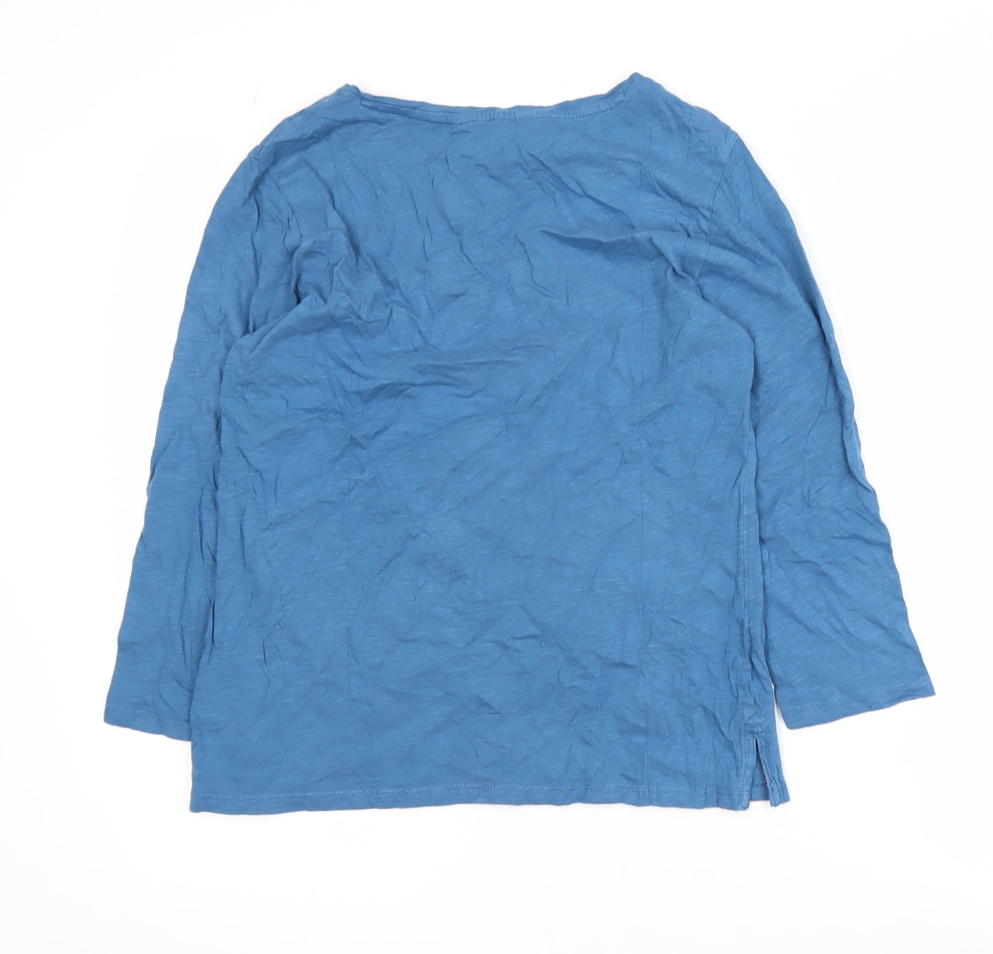 Crew Clothing Company Women's Blue 3/4 Sleeve Cotton Top Size 10