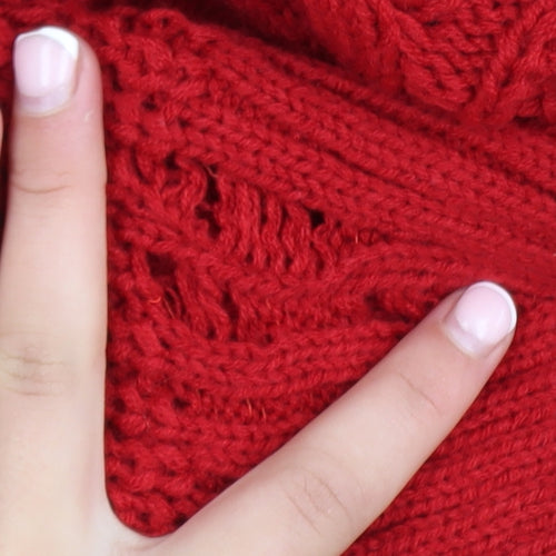 Missguided Women’s Red Cable-Knit Cropped Pullover Jumper Size 8