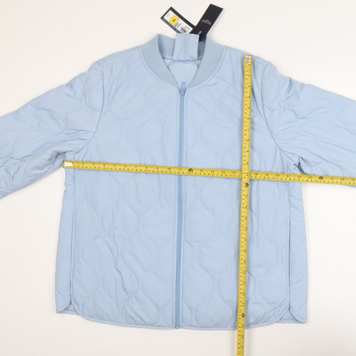 Marks and Spencer Womens Blue Quilted Bomber Jacket Size 16