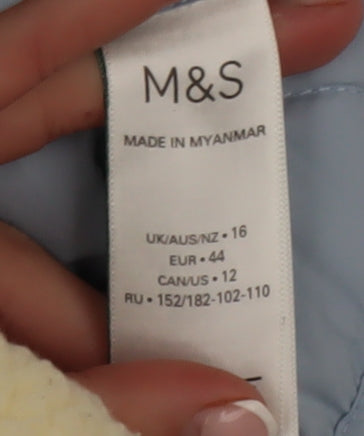 Marks and Spencer Womens Blue Quilted Bomber Jacket Size 16