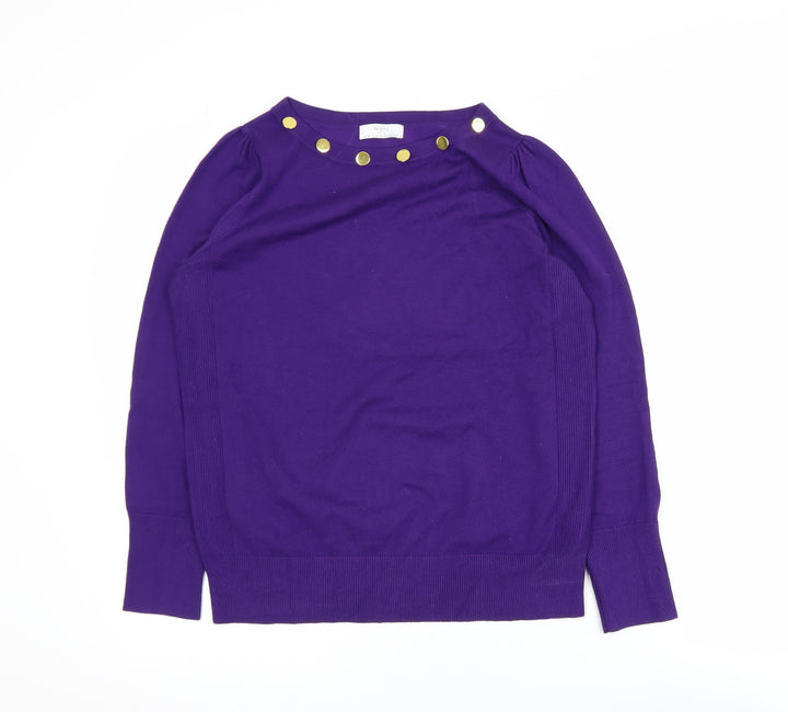 Wallis Women Purple Petite S Button Boat Neck Jumper