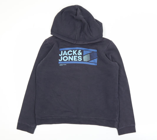Jack & Jones Boys Navy Pullover Hoodie Cotton Blend Size 152 (Age 12)