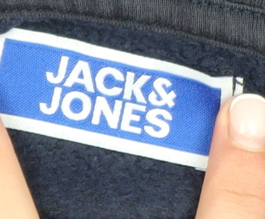 Jack & Jones Boys Navy Pullover Hoodie Cotton Blend Size 152 (Age 12)