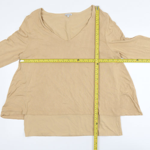 Kettlewell Women Beige V-Neck Long Sleeve Jersey Blouse Size L