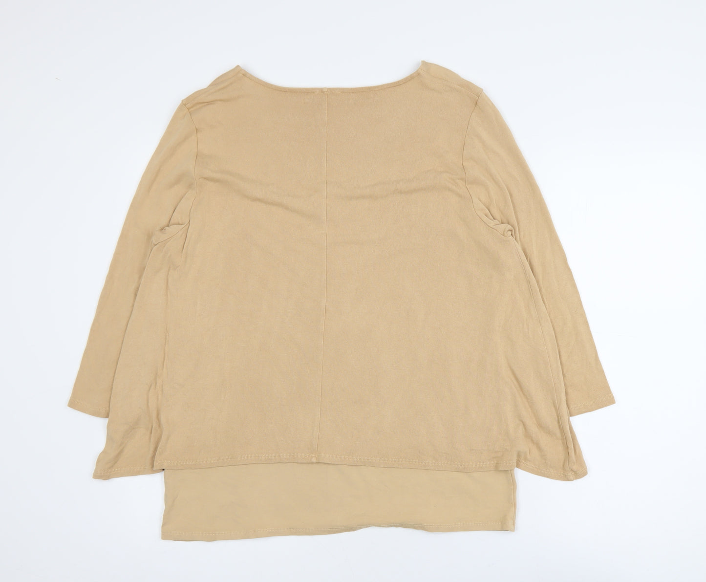 Kettlewell Women Beige V-Neck Long Sleeve Jersey Blouse Size L
