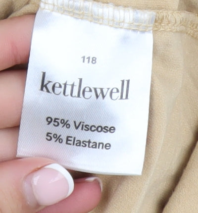 Kettlewell Women Beige V-Neck Long Sleeve Jersey Blouse Size L