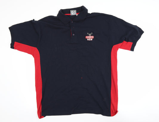 Tooheys New Men's Navy Red XL Cotton Polo Shirt Colourblock Logo