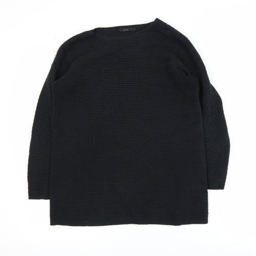 COS Womens Black Cotton Knit Crew Neck Long Sleeve Pullover Jumper XS