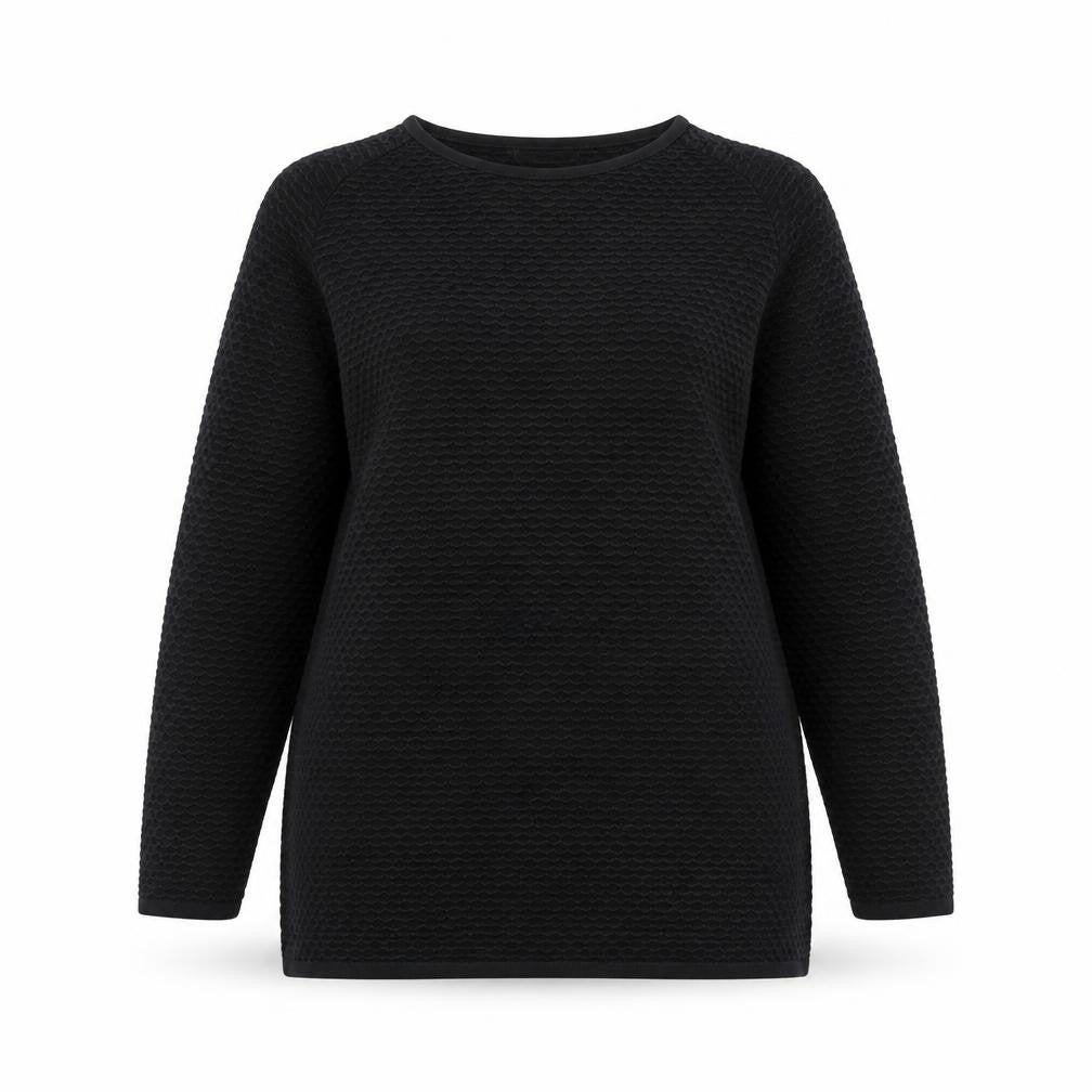 Front view of COS women’s black cotton knit crew neck long sleeve jumper xs