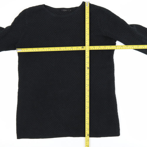 COS Womens Black Cotton Knit Crew Neck Long Sleeve Pullover Jumper XS