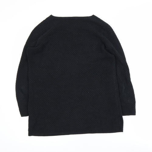 COS Womens Black Cotton Knit Crew Neck Long Sleeve Pullover Jumper XS