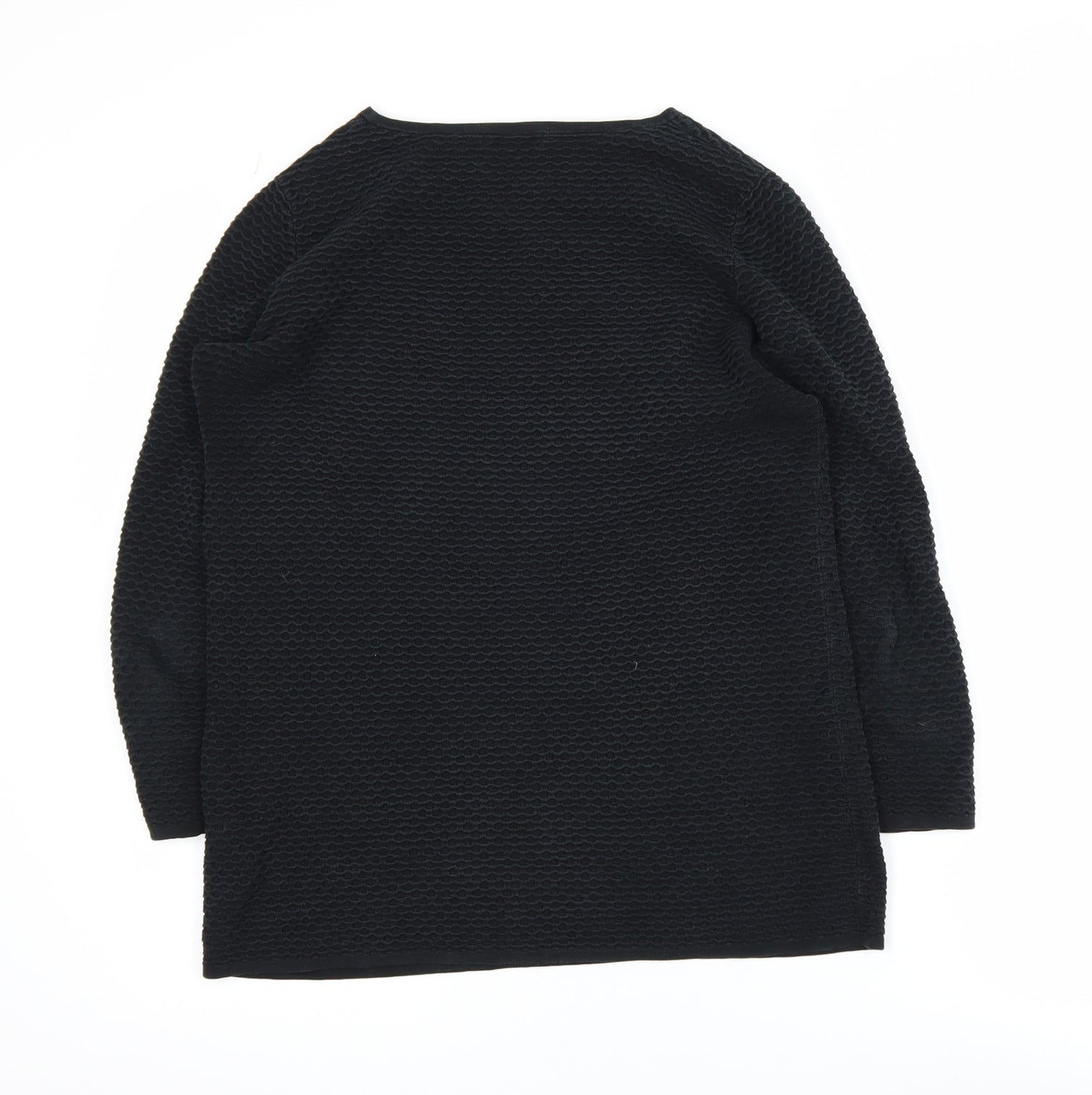 COS Womens Black Cotton Knit Crew Neck Long Sleeve Pullover Jumper XS