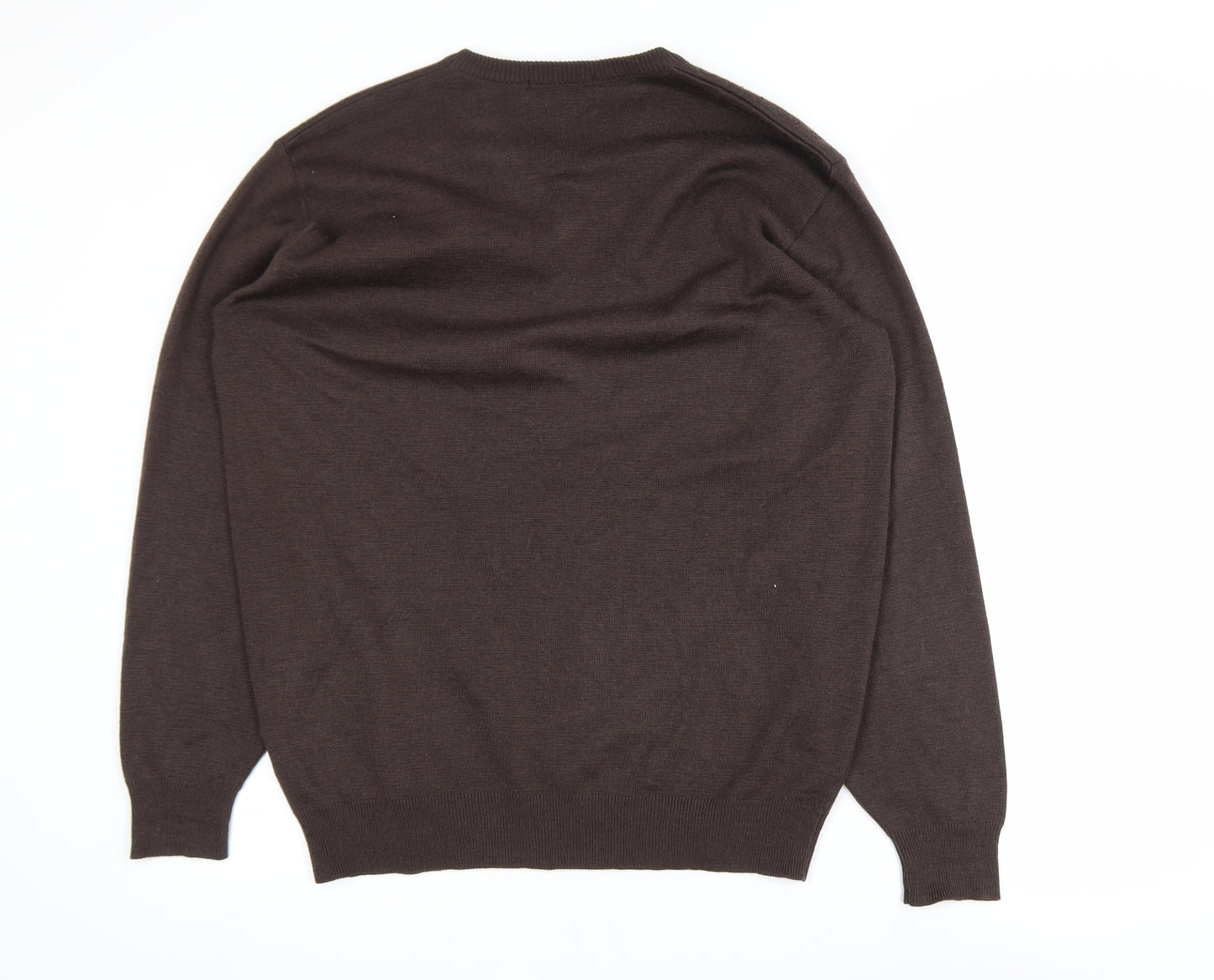Marks and Spencer Men’s Brown Wool Blend V-Neck Jumper Size M