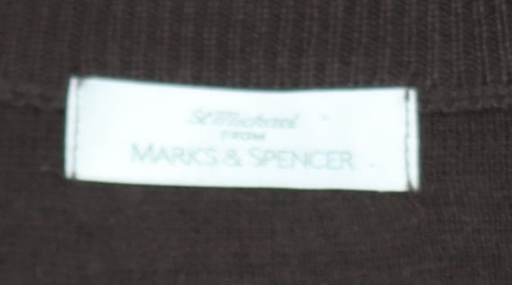 Marks and Spencer Men’s Brown Wool Blend V-Neck Jumper Size M