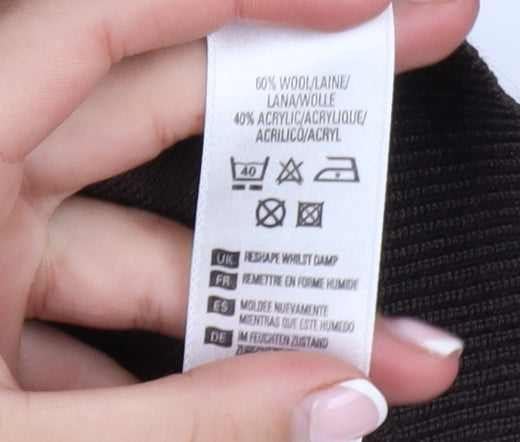 Marks and Spencer Men’s Brown Wool Blend V-Neck Jumper Size M